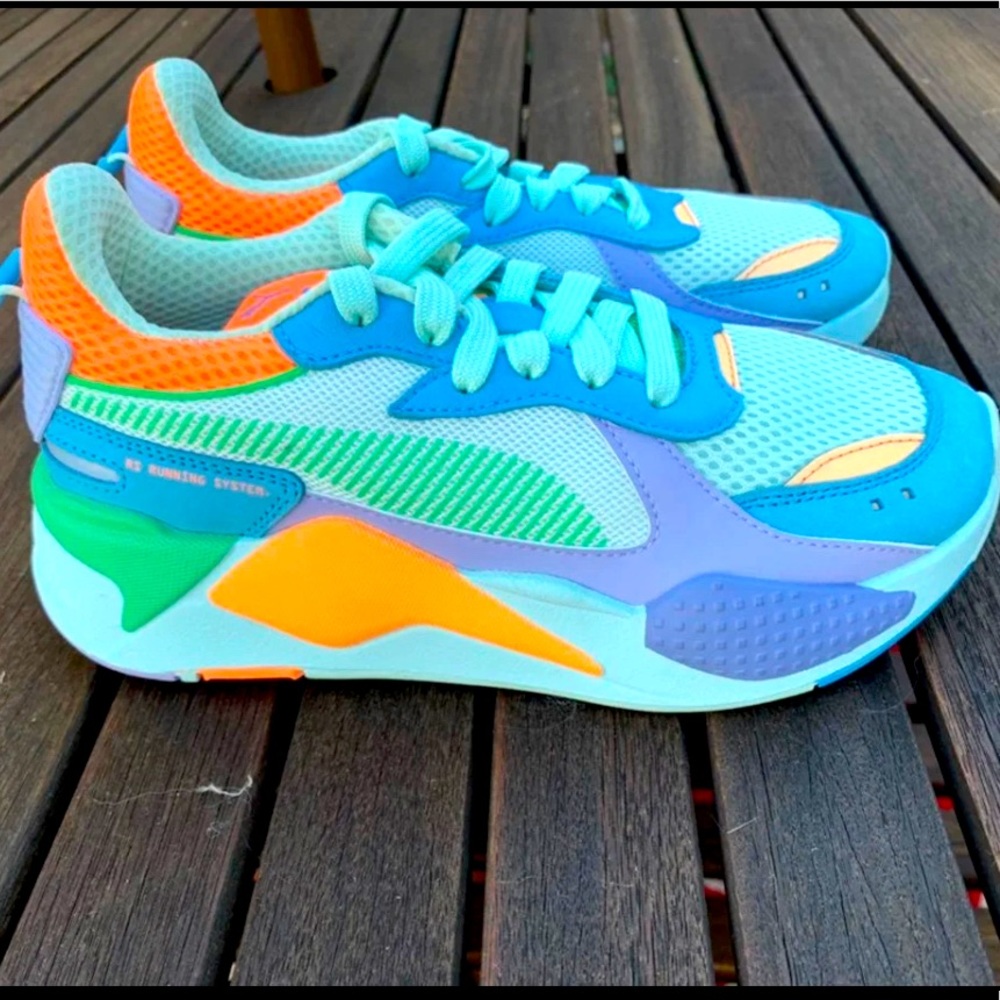 COPY - RS-X neon sneaker tennis shoe puma running size 6 35 new blue orange gre…
